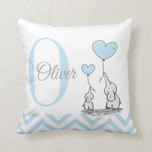 Pastel Blue Elephant Personlig Pojke Pillow Kudde