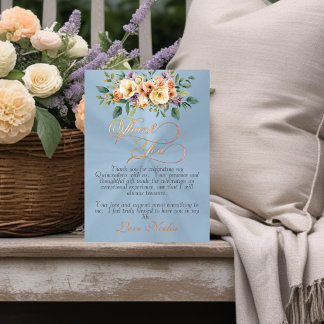 Pastel Blue - Floral & Silver Tiara Quinceanera Tack Kort