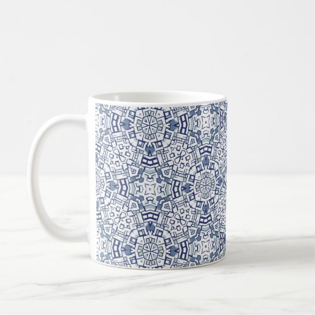 Pastel Blue Geometric Shapes Mönster Kaffemugg (Vänster)