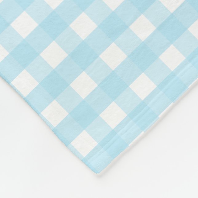 Pastel Blue Gingham Mönster Fleecefilt (Hörn)