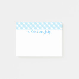Pastel Blue Gingham Mönster Post-it Block
