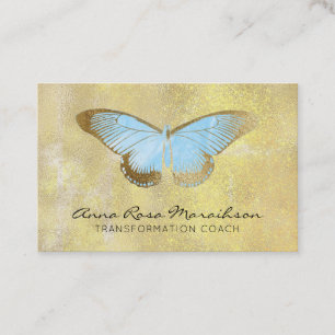 *~* Pastel Blue Glitter Fantasy Gilded Butterfly Visitkort