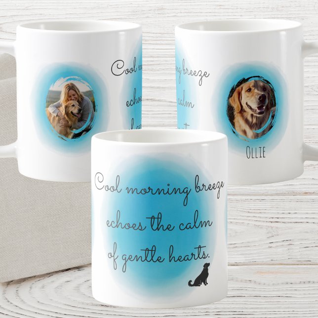 Pastel Blue Golden Retriever Custom Photo & Name Kaffemugg (Skapare uppladdad)