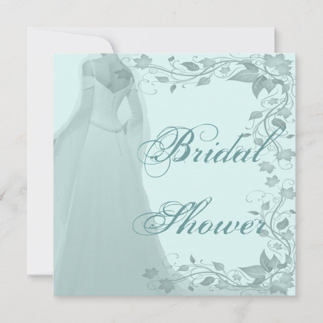 Pastel Blue Gown & Vines, Möhippa Inbjudningar (Framsida)