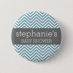 Pastel Blue & Grått Baby Shower Suite Knapp