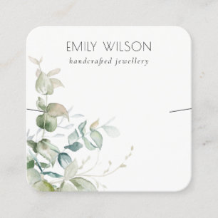 Pastel Blue Grönt Foliage Bunch Earring Visning Fyrkantigt Visitkort