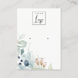 Pastel Blue Grönt Foliage Bunch Earring Visning Visitkort