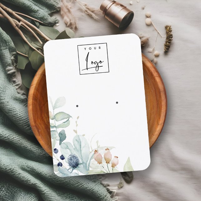 Pastel Blue Grönt Foliage Bunch Earring Visning Visitkort (Skapare uppladdad)