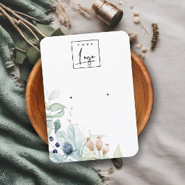 Pastel Blue Grönt Foliage Bunch Earring Visning Visitkort