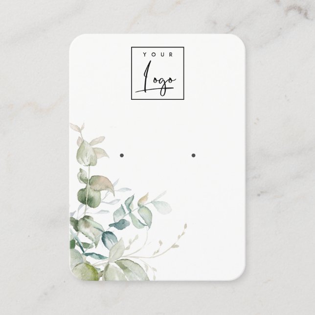 Pastel Blue Grönt Foliage Bunch Earring Visning Visitkort (Framsida)