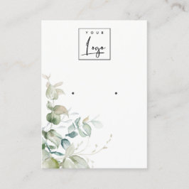 Pastel Blue Grönt Foliage Bunch Earring Visning  Visitkort