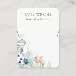Pastel Blue Grönt Foliage Bunch Necklace Visning Visitkort