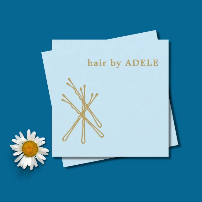Pastel Blue Guld Bobby Stift Hair Fyrkantigt Visitkort (Skapare uppladdad)