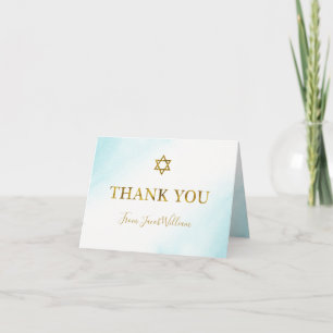 Pastel Blue Guld Pub Mitzvah Tack Kort