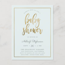 Pastel Blue & Guld Typography Boy Shower