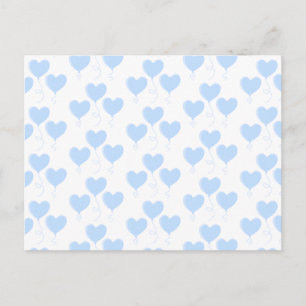 Pastel Blue Heart Balloon Mönster. Vykort