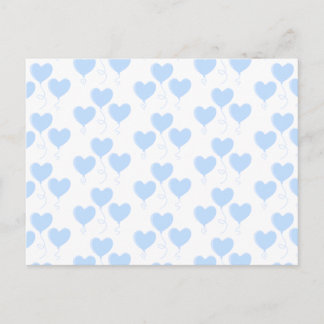 Pastel Blue Heart Balloon Mönster. Vykort