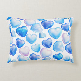 Pastel Blue Heart Pattern Throw Pillow Prydnadskudde