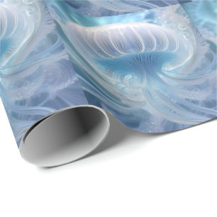 Pastel Blue Jellyfish Fractal Art under havet Presentpapper