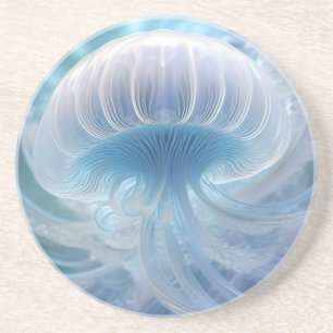 Pastel Blue Jellyfish Fractal Art under havet Underlägg