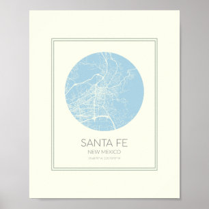 Pastel Blue Karta Art i Santa Fe New mexico Poster