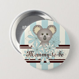 Pastel Blue Koala Mamma-to be Boy Baby Shower Knapp