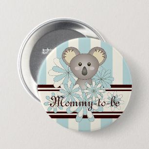 Pastel Blue Koala Mamma-to be Boy Baby Shower Knapp
