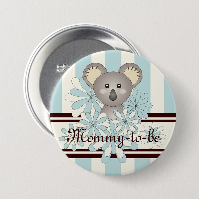 Pastel Blue Koala Mamma-to be Boy Baby Shower Knapp (Framsida & baksida)