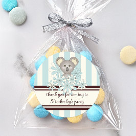 Pastel Blue Koala Pojke Shower / Barns födelsedag Runt Klistermärke