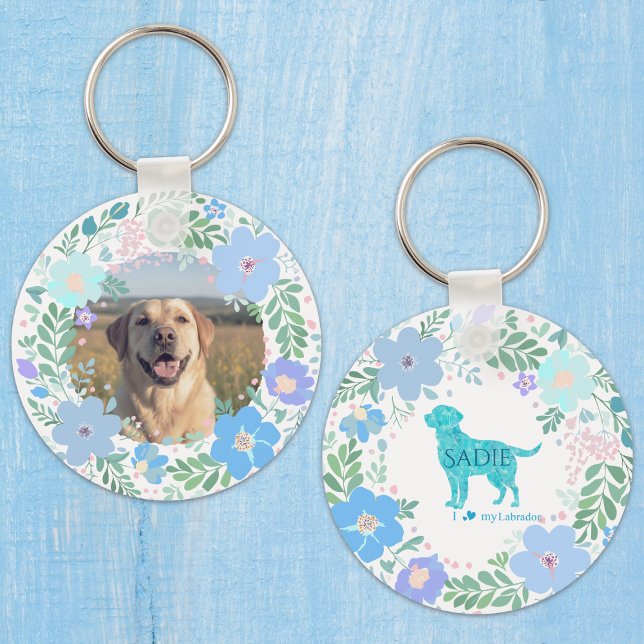 Pastel Blue Labrador Retriever Custom Photo  Nyckelring (Skapare uppladdad)