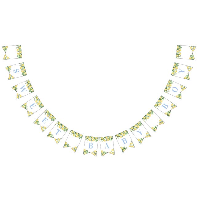 Pastel Blue Lemons Sweet Boy Shower Vimplar (Alla)