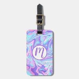 Pastel Blue & Lila Marble Liquid Struktur Bagagebricka