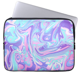 Pastel Blue & Lila Marble Liquid Struktur Laptop Fodral