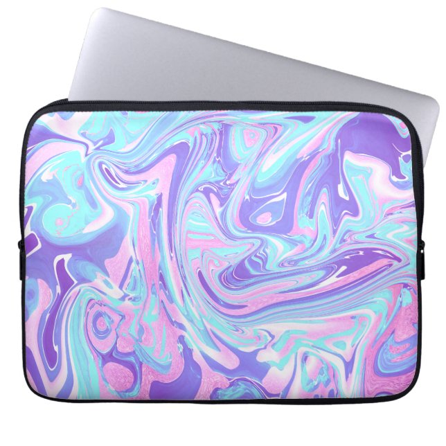 Pastel Blue & Lila Marble Liquid Struktur Laptop Fodral (Framsidan)