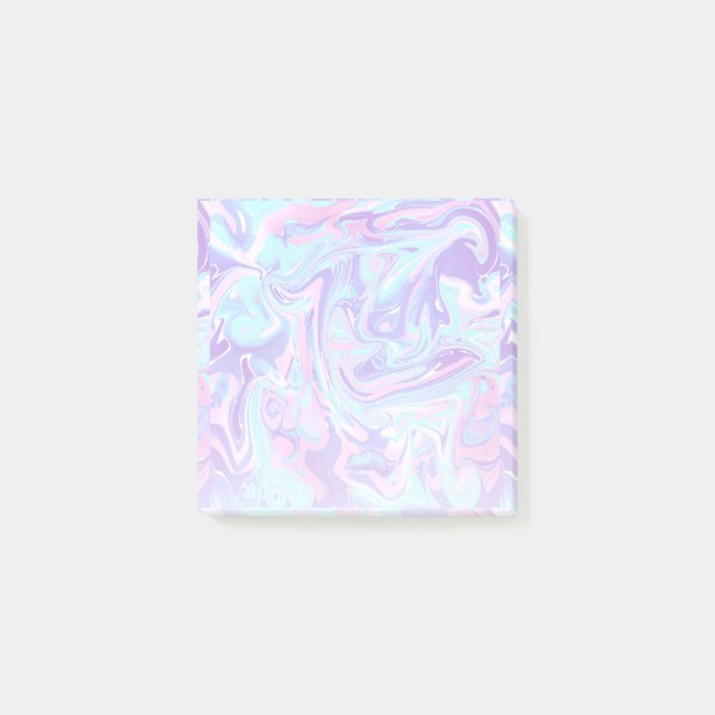 Pastel Blue & Lila Marble Liquid Struktur Post-it Block (Framsida)
