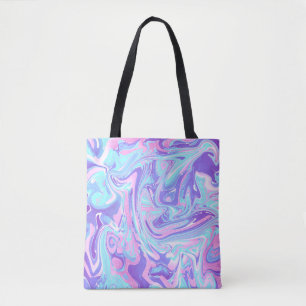 Pastel Blue & Lila Marble Liquid Struktur Tygkasse