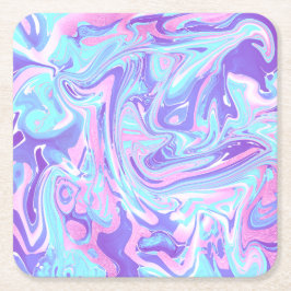 Pastel Blue & Lila Marble Liquid Struktur Underlägg Papper Kvadrat