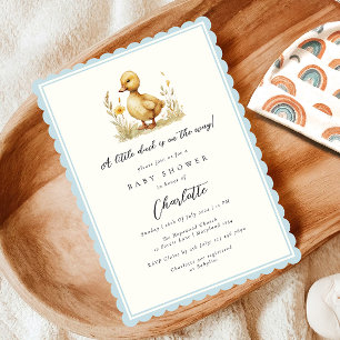 Pastel Blue Little Anka Baby Shower Inbjudningar