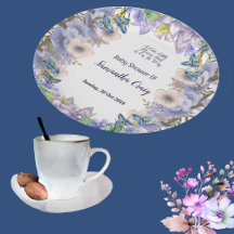 Pastel Blue Little Flower Bud Blommigt Baby Shower