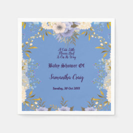 Pastel Blue Little Flower Bud Blommigt Baby Shower Pappersservett