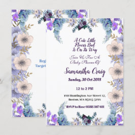 Pastel Blue Little Flower Bud Lilac Baby Shower Inbjudningar
