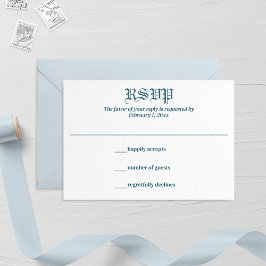 Pastel Blue Löv och Blommigt Monogram Bröllop OSA Kort