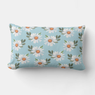 PASTEL BLUE MED DAISY FÖR VITA OCH GULT LUMBARKUDDE