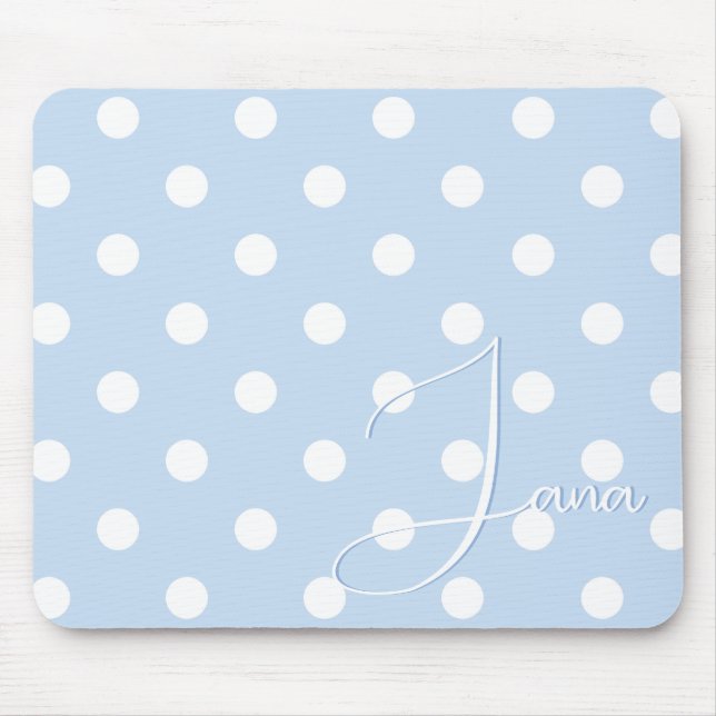 Pastel Blue Mousepad med ditt eget namn Musmatta (Framsidan)