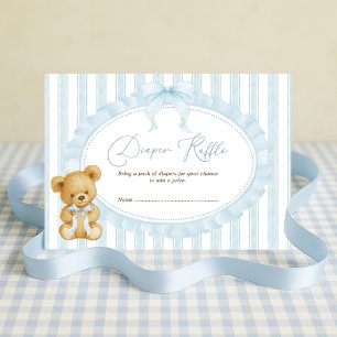 Pastel Blue Nalle Diaper Raffle Pojke Tilläggskort