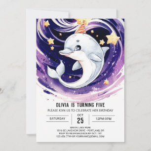 Pastel Blue Ocean Dolphin Birthday Inbjudningar
