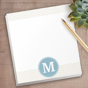 Pastel Blue och Linen Chevrons Anpassningsbar Mono Anteckningsblock