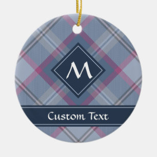 Pastel Blue och Rosa Tartan Ceramic Ornament