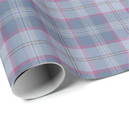 Pastel Blue och Rosa Tartan Wrapping Papper Presentpapper