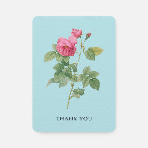 Pastel Blue och Rosa Vintage Ro Botaniska Tack Kort